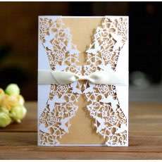Greeting Card Laser Cut Paper Wedding Decoration Butterfly Lace Invitation Card
